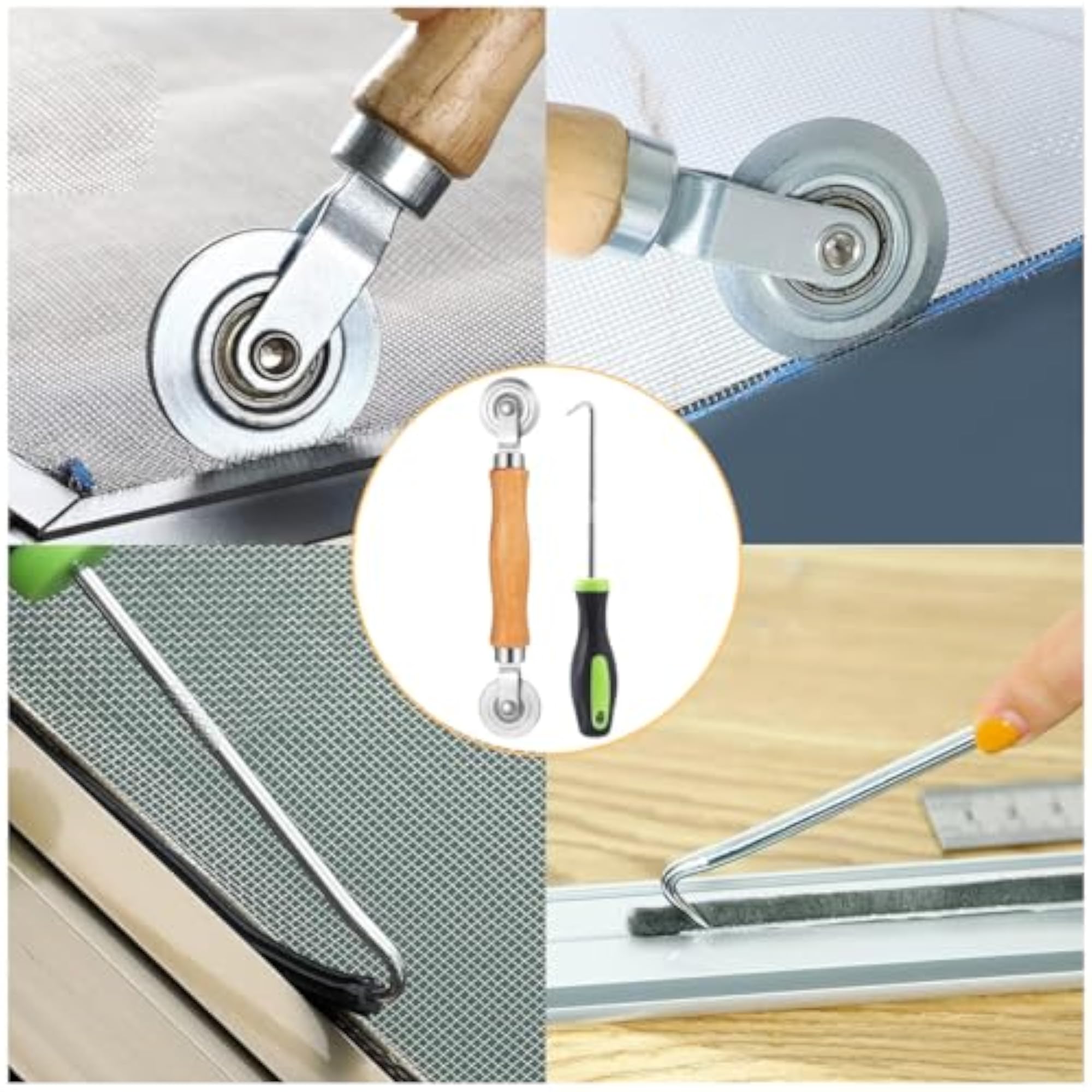 Steel/Nylon Spline Screen Roller Tool with Bearing Removal Hook