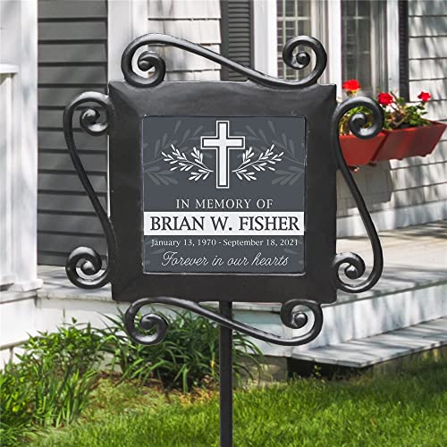 image for GiftsForYouNow Personalized Memorial Garden Stake Featuring Cross with