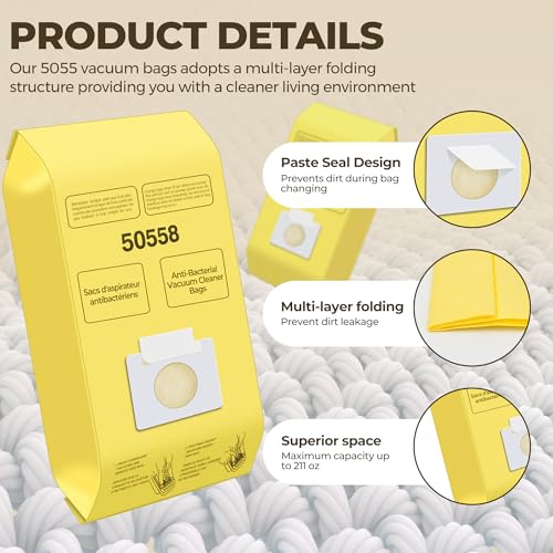 Image of Vacuum Bags Replacement for Kenmore Canister C /Q 50555 50557 50558 and Pana.sonic Type C-5 Vacuums - Premium Vacuum Cleaner Dust Bag, 36 Pack
