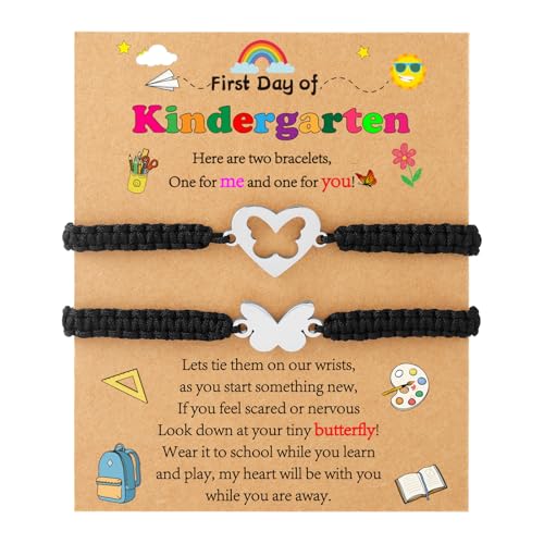 Image of P. BLAKE First Day of Kindergarten Bracelet Back to School Gifts Mommy and Me Matching Bracelets Set for Mother Daughter Son Girls Boys Jewelry Gifts