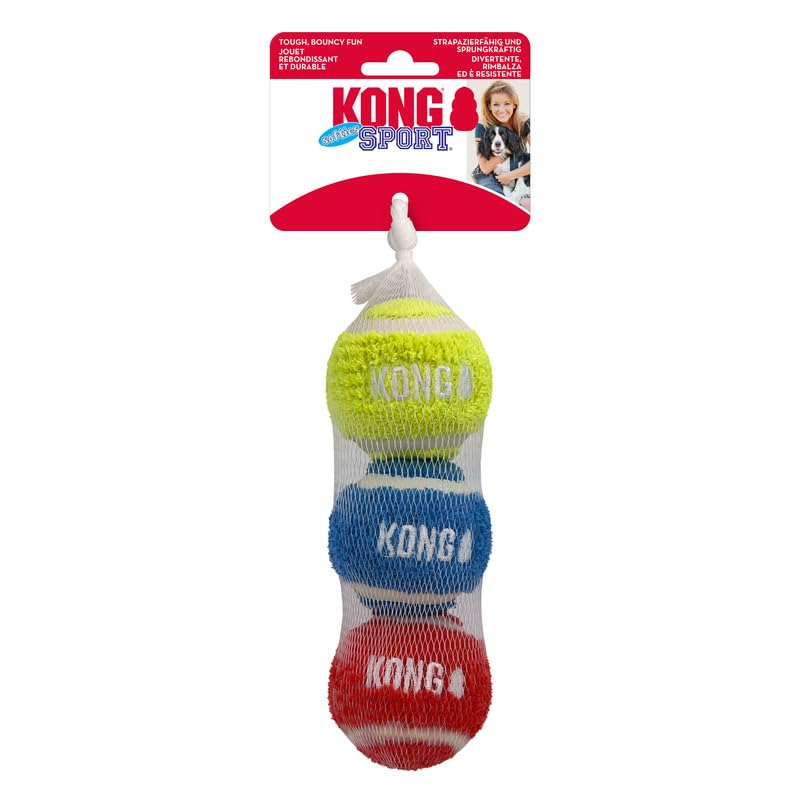 KONG Sport Softies Sherpa Fleece Covered Tennis Balls No Squeaker Quiet Dog Toy (Medium)