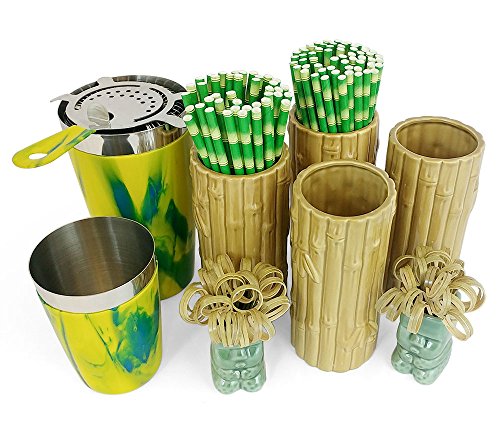 BarConic Tiki Drinkware Bar Set - Bamboo