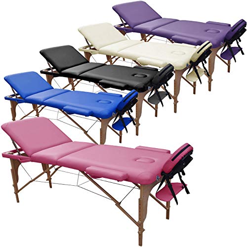 Beltom Camilla de Masaje 3 Zonas portatil 180 x 56 cm. - Pesa Solo 13.3 kg. y con Accesorios 14,5 kg. - Mesa Cama Banco Plegable Reiki Fsioterapeuta - Rosa