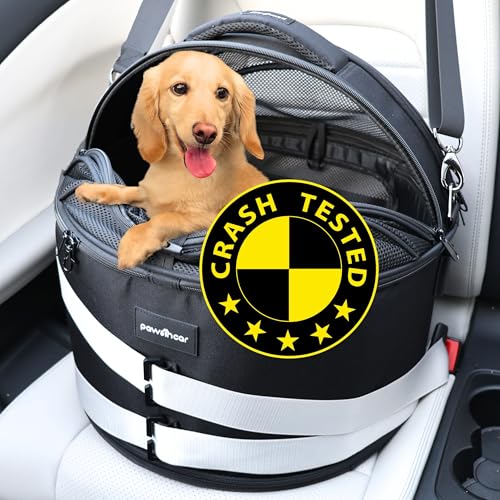 Crash-Tested Dog Car Seats for Small Dogs Under 25 lbs | 3-in-1 Small Dog Car Seat, Enclosed Cat Bed, Portable Pet Carrier | 5-Star Safety-Rated Puppy Carseat Booster - Best for Safe Travel (Black)
