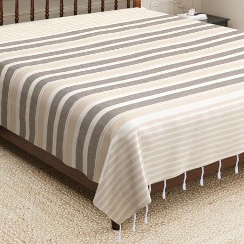 Image of 210 TC Cotton Bedsheet | Handmade Double Bedsheet | Handloom Bedsheets | Without Pillow Cover | Warm Double Bedsheet for Winter | Bed Sheet Size (90X100 Inches, 7.5 x 8.3 Feet (Cool Grey1)
