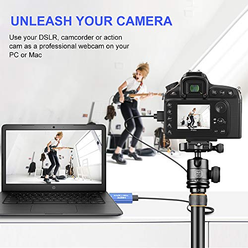 GOODAN Audio Video Capture Cards HDMI to USB 1080p USB2.0 Record via DSLR Camcorder Action Cam for High Definition Acquisition, Live Broadcasting (Blue)
