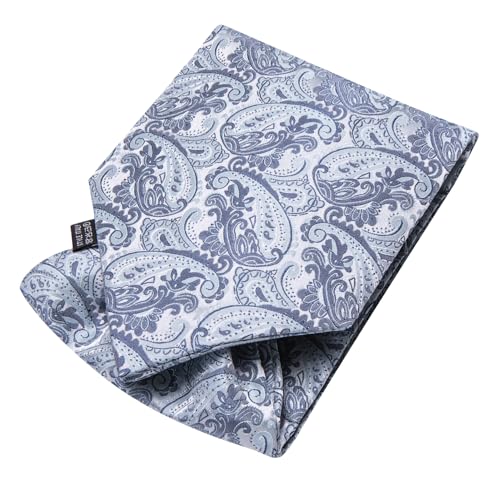 Image of Hi-Tie Silk Ascot for Men Self Tie Men's Cravat and Flower Lapel Pin Handkerchief Cufflinks Set for Wedding Party
