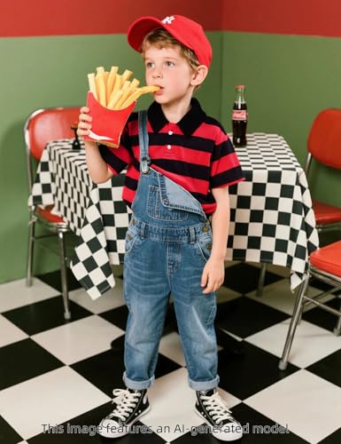 Image of COSLAND Boys' Striped Polo Shirt, Cotton Short Sleeve Shirt, X-Small-Large