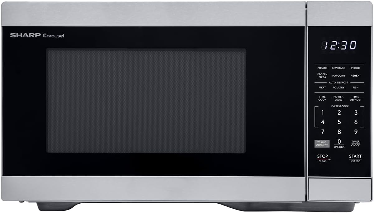 Countertop Microwave Oven Compatible with Alexa Orville Redenbacher's Certified with Removable 12.4" Carousel Turntable, 1000 Watt, 1.1 Cubic Feet, Stainless Steel