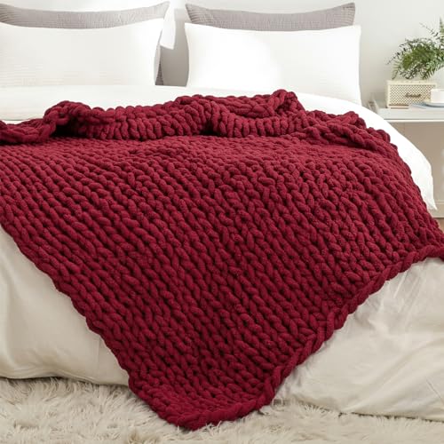 YAAPSU Chunky Knit Throw Blanket for Couch,...