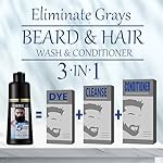 Men's Long-Lasting Black Hair Dye & Root Touch Up for Gray Coverage - 5 Minute Natural Beard & Mustache Coloring Shampoo 3-in-1 - Image 4