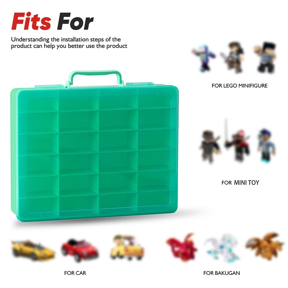 Estuche Organizador De 24 Compartimentos Para Coches Hot Wheels, Matchbox Y Mini Juguetes, Con Asa