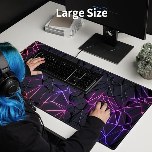 Image of Large Desk Mouse Mat, Extended Gaming, Office Keyboard Pad, Waterproof Non-Slip Surface, Stitched Edge Anti-Fray Thick Fabric Rubber Base Mat for Home Laptop Study or Work Setup(Pack 1)