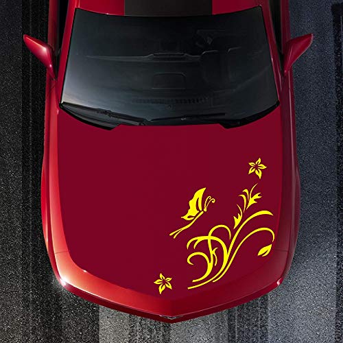 Image of Car Body Decals Carved Hollow Flower Butterfly Decorative Stickers Anti-Scratch for Cars, Vans, SUVs, Trucks,Set of 3 pcs (Yellow)