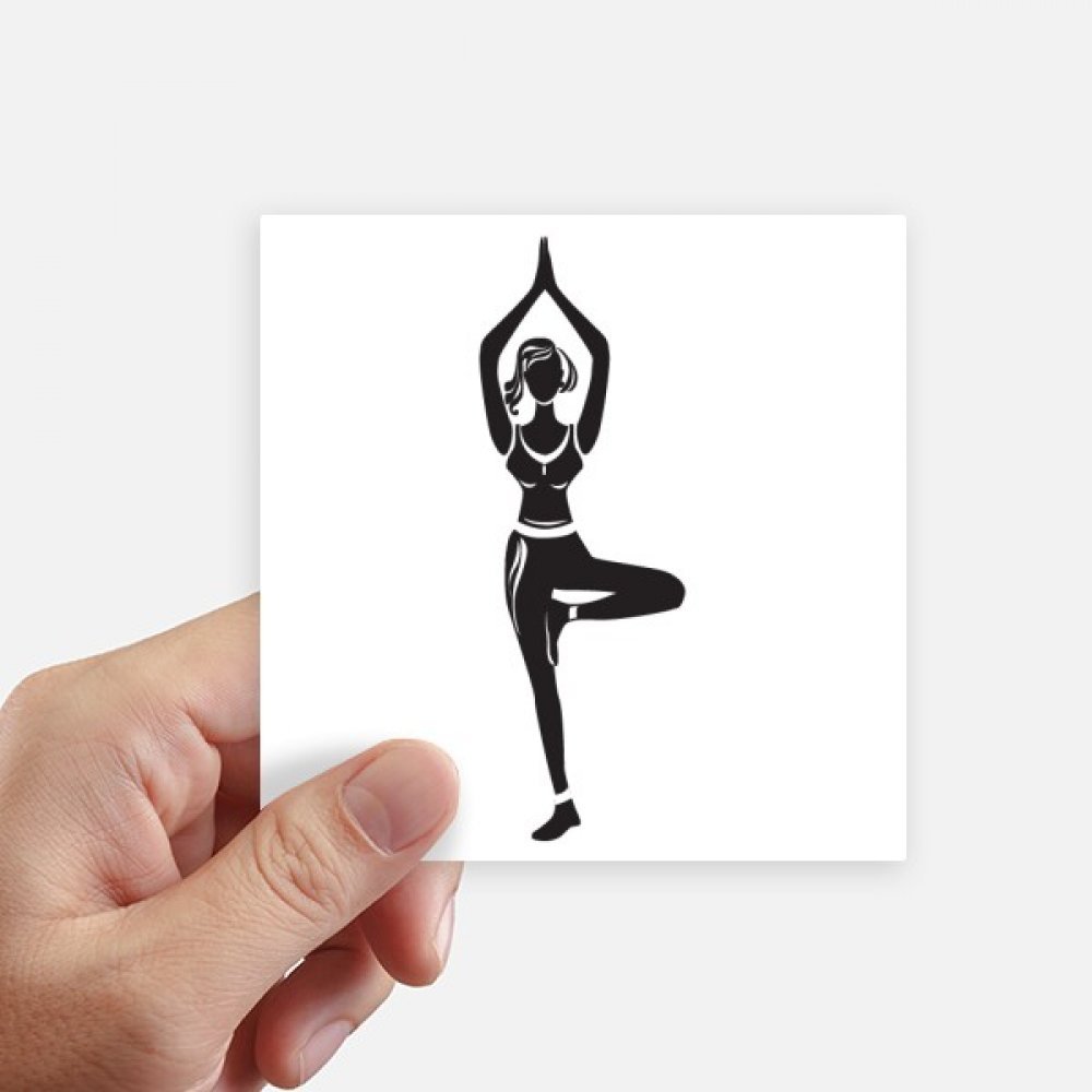 Sticker mural carré motif yoga silhouette 10cm pour décoration de pc portable