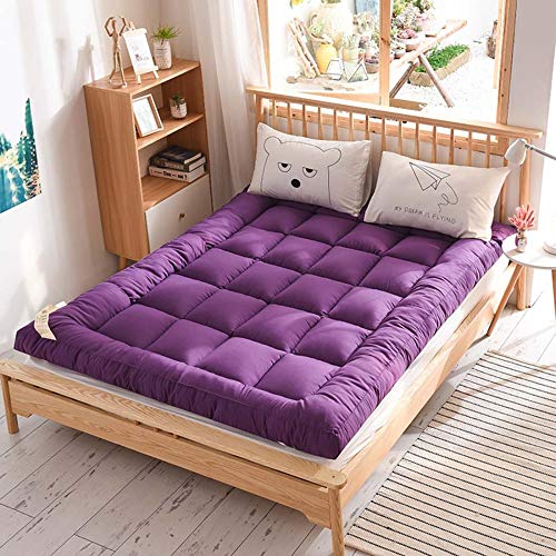 Nobuddy Japonés Suelo Futón Colchón Topper de Tatami,Plegable Soft Espesar Funda de Moquetas Colchón Sleeping Pad Transpirable,Cama Mat/E:Purple / 90 * 200CM