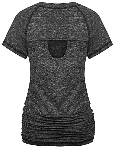 Ninedaily Womens Workout Top Running Yoga Shirt Summer Short Sleeve Casual Tunic2