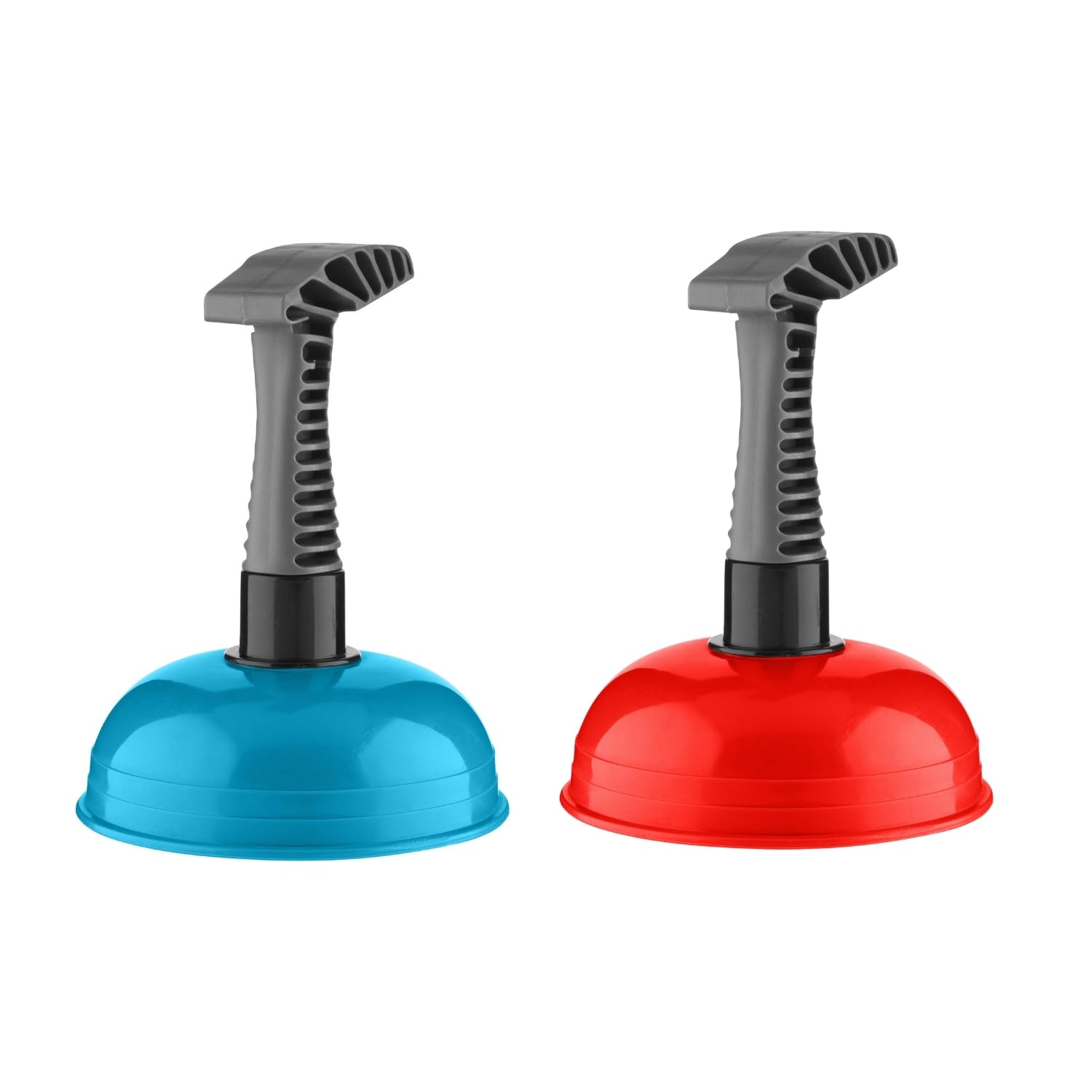 HOMESHOPA Short Handle Compact Mini Plunger, Blue/Red 17cm Hand Grip Unclogging Tool for Kitchen Sink, Shower, Bathroom Drains, Bath, Strong Suction Rubber Cup, Multipurpose Uses
