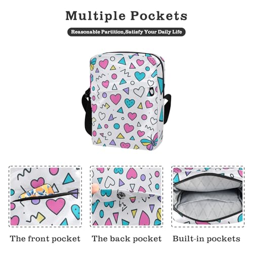 KLL Cartoon Geometric Shapes messenger bag cute Vegan Leather Shoulder Bag Casual Shoulder Hand Bags2