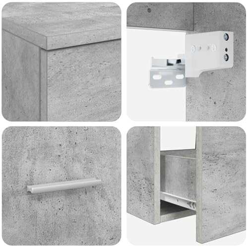 Muebles de baño con 3 cajones gris hormigón madera resistente con lavabo y grifo completo 7