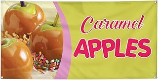 Vinyl Banner Multiple Sizes Caramel Apples Advertising Printing H Food & Beverage Candy Outdoor Weatherproof Industrial Yard Signs Green 4 Grommets 24x48Inches