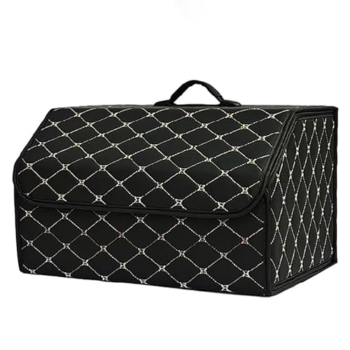Auto Boot Organizer Opslag voor Nissan Micra Pulsar Patrol Livina, Draagbare Waterdichte Lederen Kofferbak Organizer Opvouwbare Auto-opbergorganisator met compartimenten,L-Blackwhite