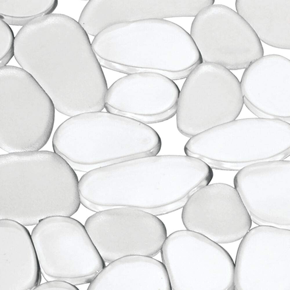 mDesign Decorative Kitchen Sink Protector Mat Pad Set, Quick Draining - Use In Sinks to Protect Surfaces and Dishes - Modern Pebble Design - Includes 1 Sink Saddle, 1 Sink Mat - Set of 2, Clear