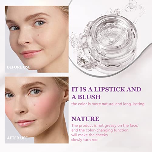 2Pcs Moisturizing Blush Rouge Magic Color Changing Blusher For Cheeks And Lips Balm Multi Use Cream Liquid Blush Waterproof Blush Gel For Cheeks & Lips Gloss Glossy Shiny Finish Blush Makeup (2Pcs) #TOP2