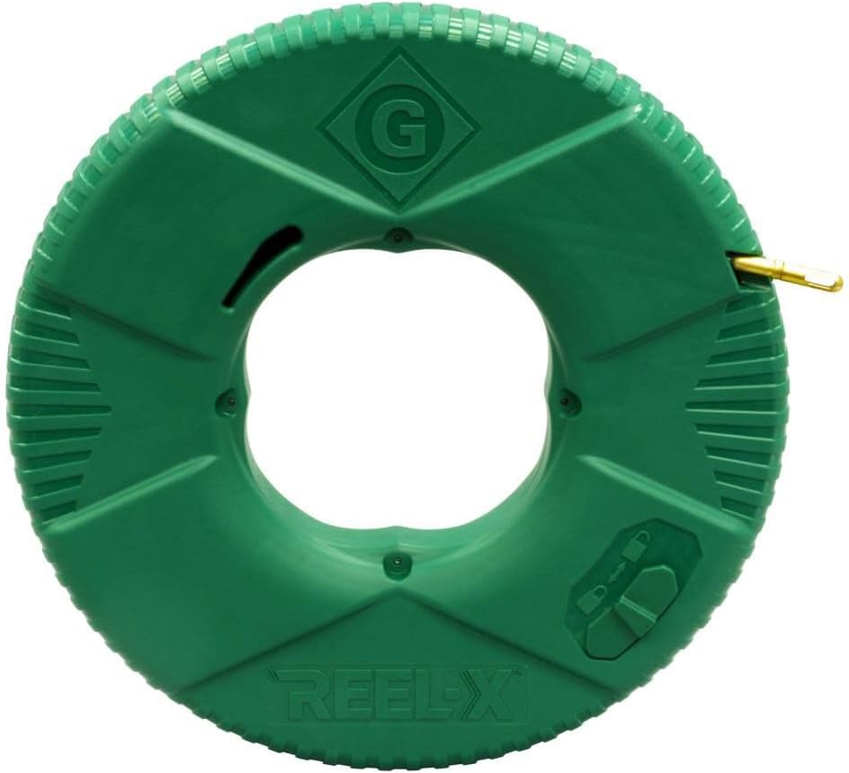 Greenlee/Emerson - FTXF-100BP - Reel-X Non-Conductive Fish Tape, Fiberglass, 300 lb. Strength, Eyelet End, Green, 100 ft.