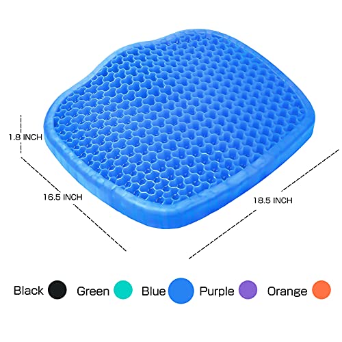 Parkyeon Gel Seat Cushion, Cooling Office Chair Cushion with Non-Slip Cover, Ergonomic Egg Seat Cushion, Large Thick Chair Cushion for Desk Car Wheelchair, Sciatica Tailbone & Back Pain Relief（Blue） - Thumbnail 3