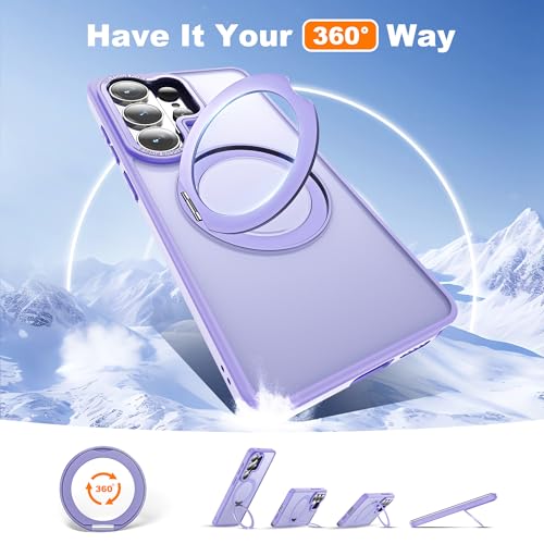 Image of for Samsung Galaxy S26 Ultra Case with 360Rotatable Magnetic Ring Stand Compatible with Mag-Safe Military Protection Matte Translucent Phone Case for Galaxy S26 Ultra 6.9 inch,Purple