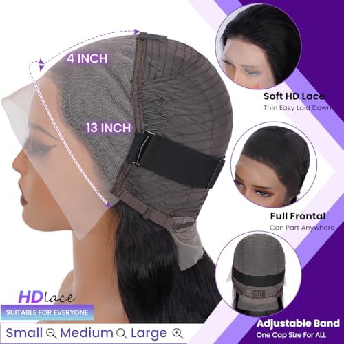 Bob Wig Human Hair 13X4 Lace Front Wigs Human Hair 150% Density Short Straight Frontal Bob Wig HD Transparent Lace Frontal wigs Pre Plucked for Women Glueless Wigs With Baby Hair Natural black 10 Inch - Image 5