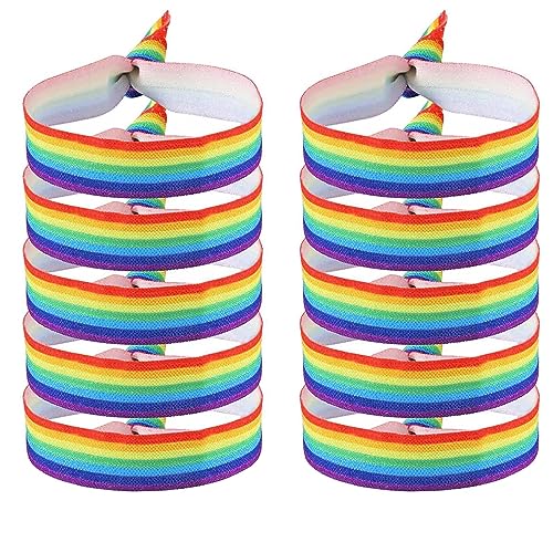 10 Stück Gay Pride Armband - LGBTQ Partyeintritt Armbänder in Regenbogen-Farben mit Regenbogen-Flagge