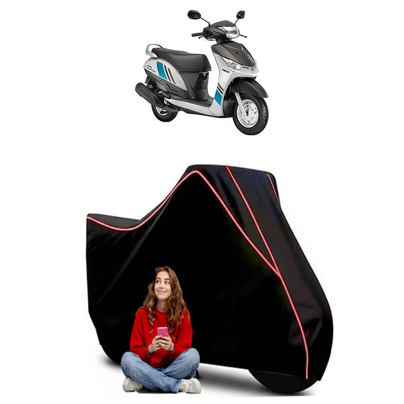 Image of Alpha Disc Scooty Bike Cover Water Resistant Outdoor Use Universal Fit Scooters Motorcycles Heavy Duty UV Protection Dust Rain Scratch Resistant Elastic Bottom Black Blue Piping