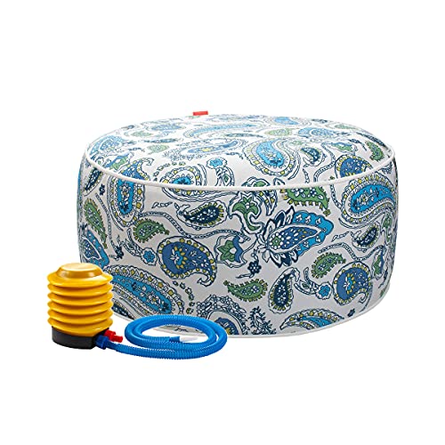 IN4 Care Inflatable Ottoman footrest Stool with Portable air Pump and Storage Bag, Used for Indoor or Outdoor, Kids or Adults, Camping or Home-Blue Tamara Paisley IN4 Care Inflatable Ottoman footrest Stool with Portable air Pump and Storage Bag, Used for Indoor or Outdoor, Kids or Adults, Camping or Home-Blue Tamara Paisley