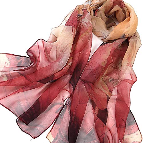 Lenço Estampado Aquarelado Grande, Echarpe. Xale, Tons de Vermelho