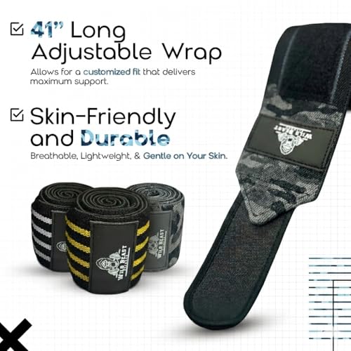 Image of Elbow Wraps for Weightlifting (Pair), Stretchable & Breathable 41 inch Elbow Compression Strap, Weightlifting Straps for Bench Press, Supports Powerlifting, Pressing, Elbow Straps for Gym Accessories for Men (Camouflage)