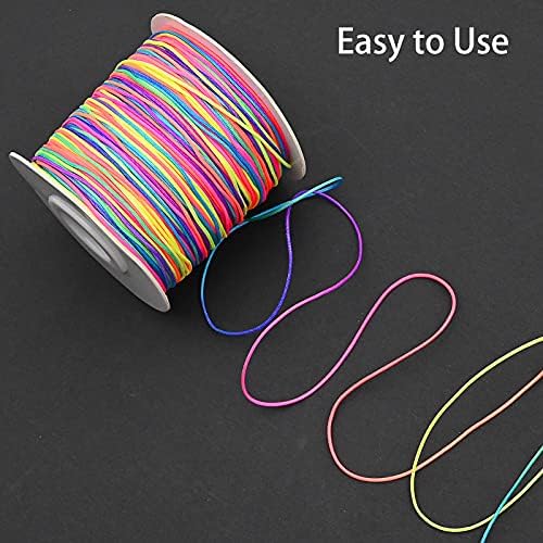 45m Beads Cord, Thread Cord Rainbow Beading String Cord for Making Necklace Bracelet, Kids Jewellery Craft Making, DIY Handmade Craft Jewelry, Braided Headband