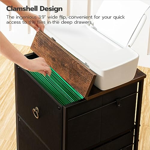Image of HOOBRO 2-Drawer Mobile File Cabinet, Vertical Filing Cabinet, Office Cabinet, Filing Cabinet for Home Office, Rolling Printer Stand, for A4 /Letter-Sized Files, Black and Rustic Brown BFK20WJ01