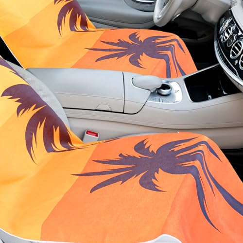 Image of 1 Pack Car Seat Towel Cover with Storage Bag, Beach Palm Trees Style