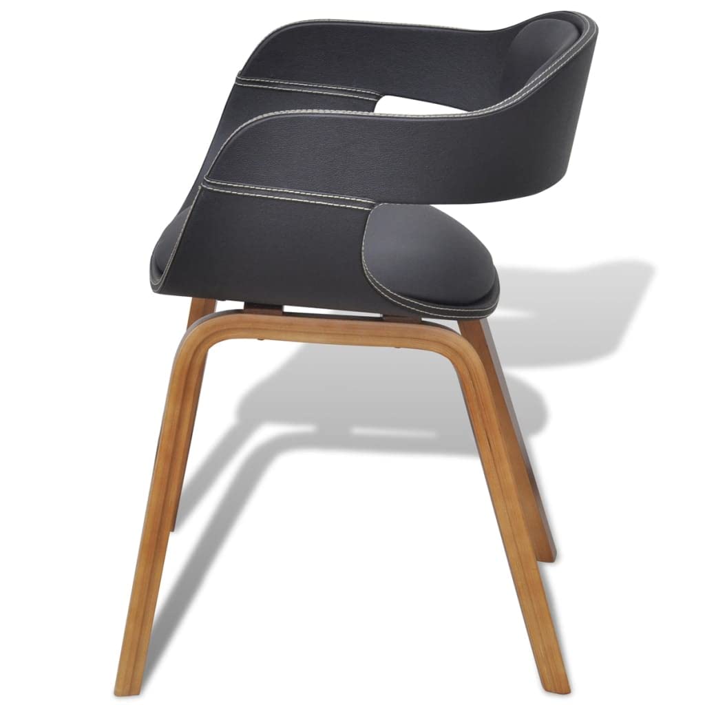 Krzesła do jadalni 4 szt. czarna rama z drewna łukowego i obicie ze sztucznej skóry, ergonomicznie wyściełane podłokietnikami, wysokość siedziska 50 cm, nowoczesne wzornictwo do kuchni, salonu