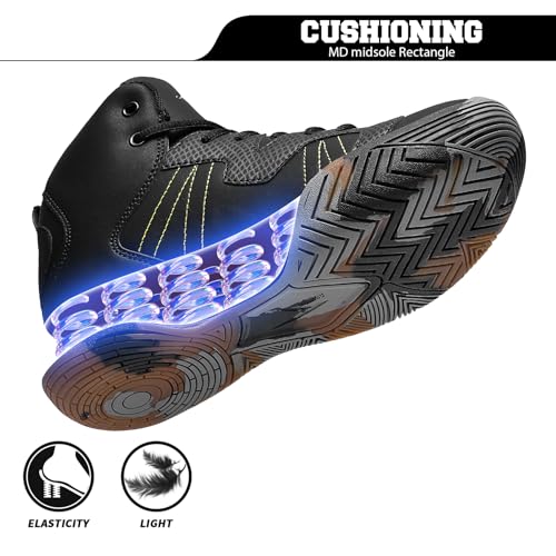 ASHION Kids Basketball Shoes Boys Girls Sneakers Mid-Top Lace Up Cushion Anti Slip Athletic Outdoor Sport Shoes for Unisex-Child3