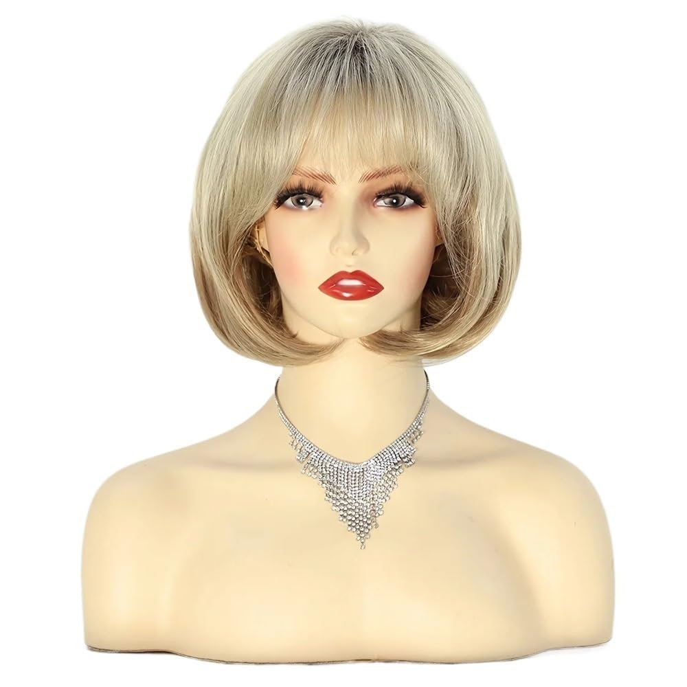 30 cm krótkie blond peruki Bob dla kobiet, syntetyczne peruki, naturalny wygląd na co dzień, puszyste i naturalne