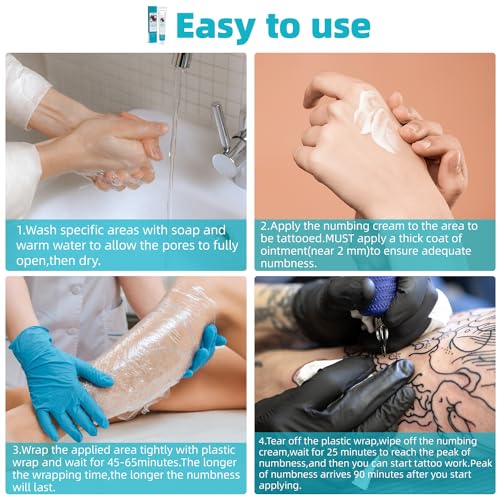 Tattoo Numbing Cream - Painless Numbing Cream for Tattoos, 6-8 Hours Maximum Extra Strength, Best for Piercing, Waxing, Microneedling/Long-Lasting(1oz)