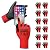 DULFINE Safety Work Gloves PU Coated for Men and Women-12 Pairs,Red Seamless Knit Glove with Two Fingers Touchscreen,Ideal for General Duty Work (Large)