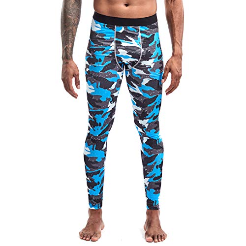 AIMPACT Men's Sports Tights & Leggings Active Sports Baselayer Cool Dry Compression Pants(CamoSkyblue, M)