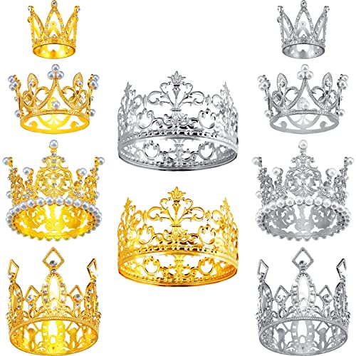 Couronne de gâteau fête prénatale et mariage : lot de 10 mini toppers dorés et argentés en métal