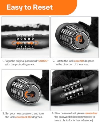 Sportneer Bike Lock: 5 Digit Combination High Security Anti
