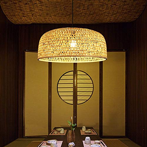 BESISOON Pendant Lights Natural Bamboo Hanging Lights Hand Woven Pendant Lamp Chandeliers for Tearoom Dining Room Corridor Hanging Lights Creative (Color : Wood, Size : 50x22cm) steampunk buy now online