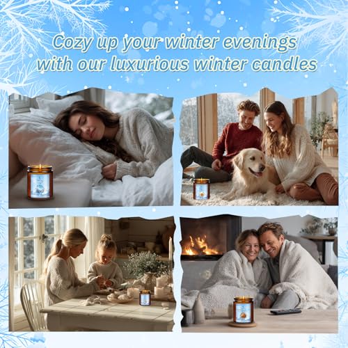 Image of Winter Candle, Frost Fir Scented Candles for Home, Holiday Candles Natural Soy Candle, Aromatherapy Candle 7 oz Jar Candles Winter Gifts for Women Men